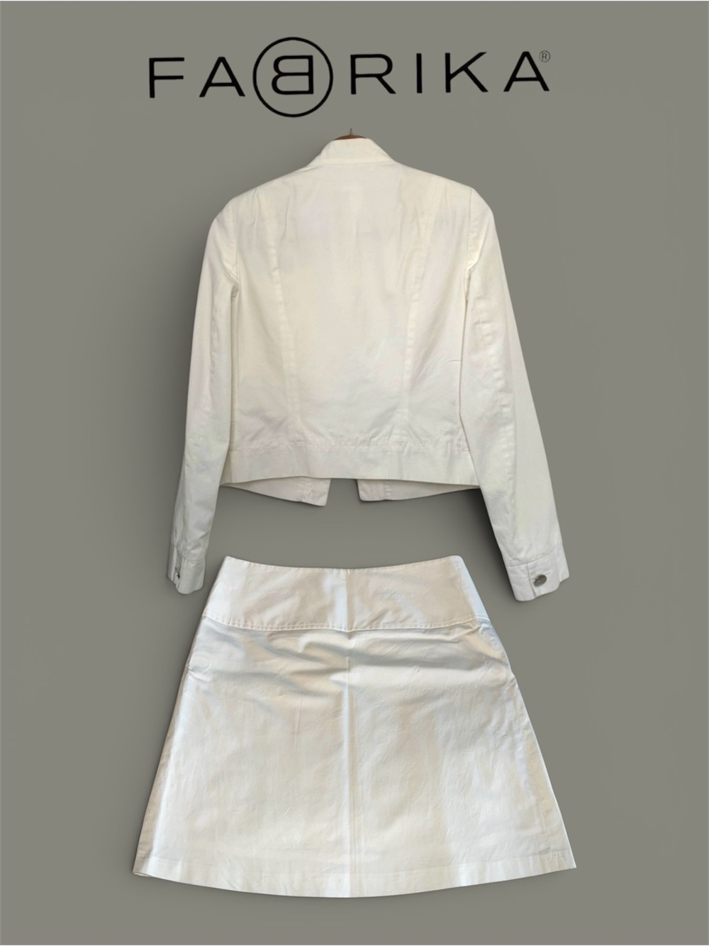 FABRIKA Ivory White Co-ord Set / Two-Piece Skirt Set with Cropped Jacket - Picture 3 of 15